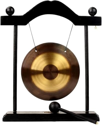 Gong de mesa chino zen – Gong de escritorio vintage Feng Shui con baqueta de madera para decoración del hogar
