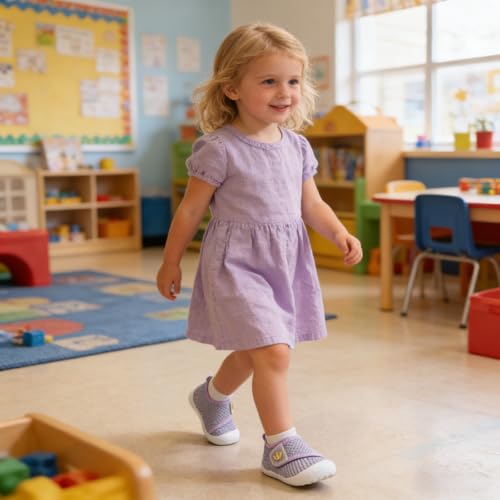 Image of FEETCITY Baby First Walking Shoes Wide Baby Shoes Infant Sneakers Newborn Crib Shoe Barefoot Lightweight Slip On Shoe