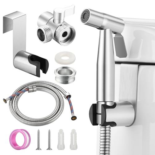 Mornwaen Bidet Handbrause für Waschbeckenarmaturen, Edelstahl-Bidet-Duschset mit Anschlussstück, Schlauch und Halterung für die Körperpflege, zum Baden von Haustieren und zum Reinigen von Stoffwindeln