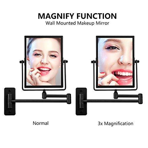 Qimh 3X Magnified Wall Mounted Mirror, Rectangular 8X6 Inch With Extendable Arm thumb #2