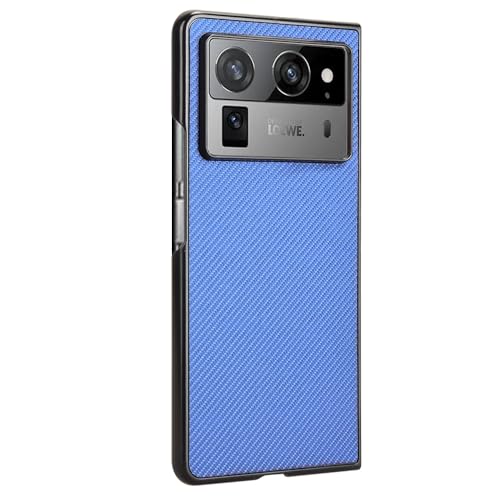 Image of for Tecno Phantom V Fold2 Case Carbon Fiber Texture Shockproof PU+PC Phone Cover - Blue