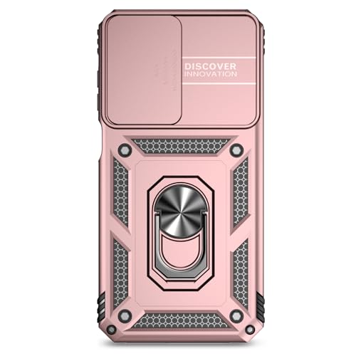 for Samsung Galaxy A15 5G Case with Slide Camera Cover HD Screen Protector [Military Grade 16ft. Drop Tested] Magnetic Ring Holder Kickstand Protective Phone Case for Galaxy A15 5G 2024, Rose Gold - image 9