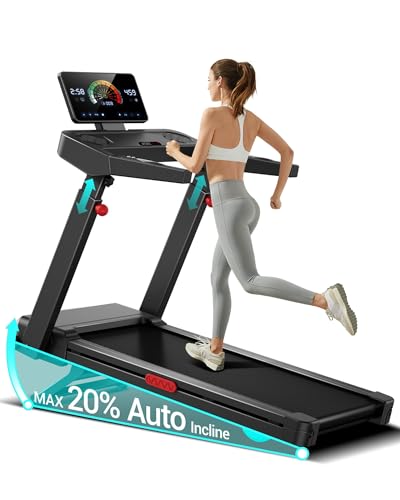 UMAY Treadmill with 20% Auto Incline, 3.5HP Quiet Brushless, 400LBS Weight Capacity, 16.2'×42.5' Running Area, 0.6–8.7MPH Speed, Folding Design for Home Gym
