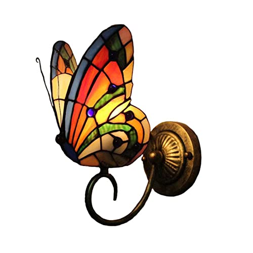 Pantalla de vidrieras para aplique de pared LED Tiffany de patio