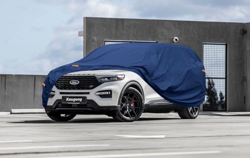 Image of Kaugung Custom Fit Car Cover for Ford Explorer SUV, Heavy Duty Waterproof All Weather Outdoor Protection, Breathable Full Exterior Cover with Air Vents