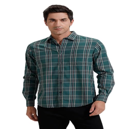 Image of BASICS 100% Cotton Checked Shirt for Men | Slim Fit | Everyday Smart Casual Wear | Full Sleeve