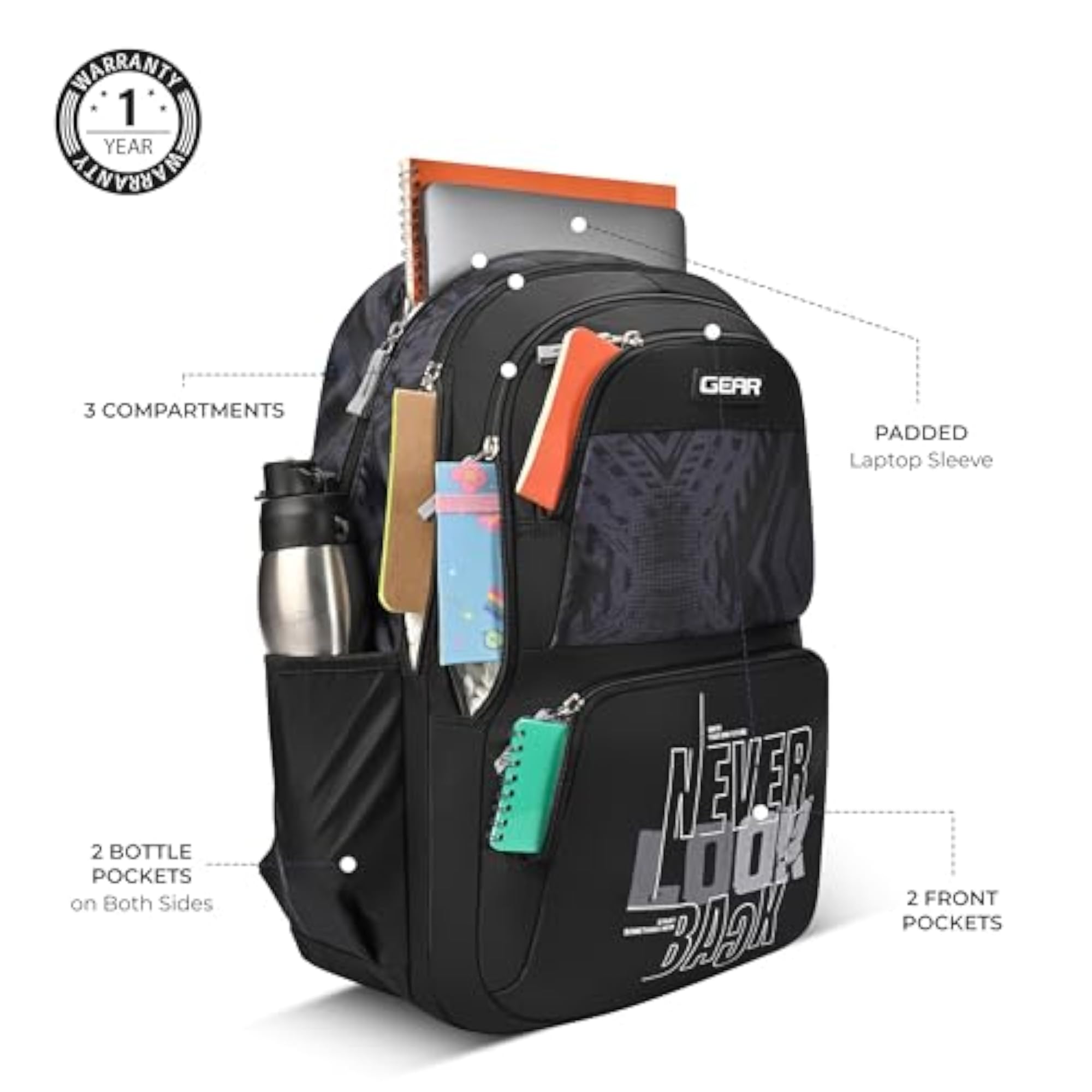 Vagabond 19"/24L Large Water Resistant School Bag