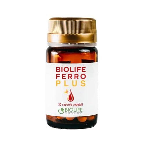 Biolife Ferro Plus | integratore Ferro Liposomiale con Vitamina C, Vitamina B12 e Acido Folico | Anemia, Mestruazioni e Stanchezza | 30 capsule Vegan