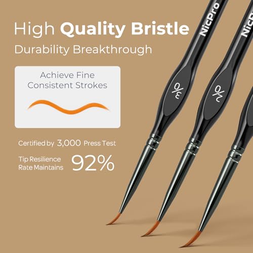 Image of Nicpro Miniature Paint Brushes - 10PCS Model Paint Brush Set for Acrylic Oil Watercolor, Micro Detail Paint Brushes for Model, Miniature, Art Painting, Fine Detailing, Paint by Numbers, Craft