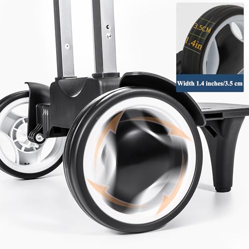 Carrito de mochila con ruedas para escaleras – Marco de aluminio plegable, asa ajustable y capacidad de 35 kg – Ruedas grandes silenciosas con protección de bordes – Negro – Apto para bolsas de viaje - imagen 6