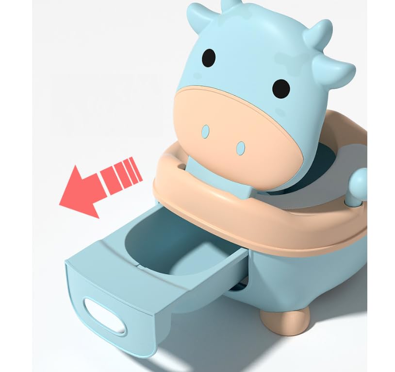 Vasino WC Vasini per bambini da 1 a 6 anni, per bambini e bambine, con dinosauro, per bambini da 1 a 6 anni, con coperchio posteriore (blu)