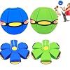 2PCS Magic Bouncing Ball, Magic Meta – Ball, Children’s Magic Bouncing Balls, Doggy Disc Ball, Flying Saucer Ball, Parent-Child Interaction with Lights for Indoor & Outdoor Play Green and Blue