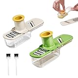 2pcs Garlic Slicer Super Thin, 3-in-1 Multi-Functional Kitchen Tool with Two Grinders and Brushes, Efficient Garlic Ginger Processing for Daily Cooking, Compact Design Made from PP Material