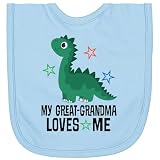 inktastic My Great Grandma Loves Me Dinosaur Grandson Newborn Bib Light Blue 48ad2