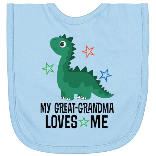 inktastic My Great Grandma Loves Me Dinosaur Grandson Newborn Bib Light Blue 48ad2
