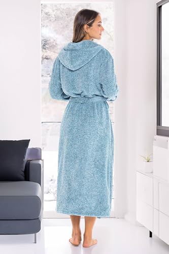 Image of Alexander Del Rossa Womens Fluffy, Fuzzy Robe for Women,Women's Long Hooded Robes, Plus Size