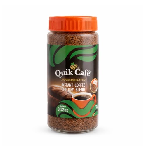 Image of QuikCafe Premium Instant Coffee 100g - Agglomerated, Arabica Coffee and Chicory Coffee blend from the majestic hills of Coonoor | Rich aroma, All Natural Ingredients, Preservative-Free 3.52 oz of Perfection