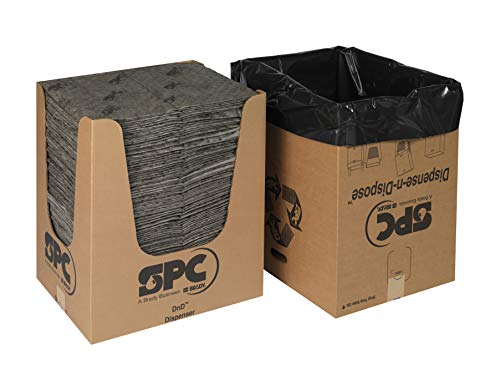 Brady SPC MRO150 15" x 19" Premium Heavy Weight Multi-Purpose Absorbent Pads with Strong, Low Linting Fine Fiber Cover in a Dispense and Disposal Box - 150 ct