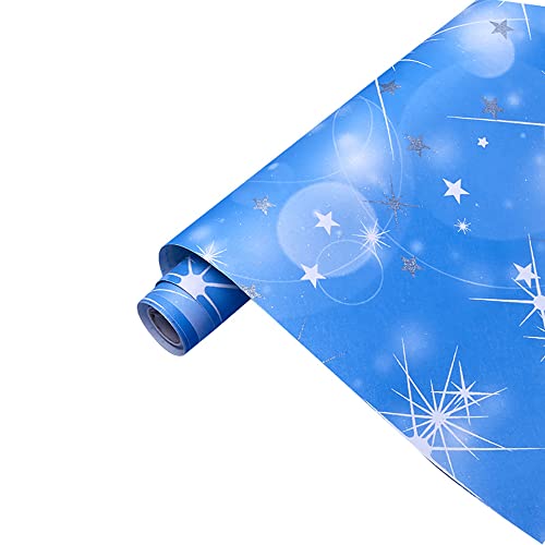 Blue Star Self-Adhesive Wallpaper Peel and Stick Contact Paper for Shelves Cabinets Dresser Drawer Furniture Decal Boys Girls Nursery Room