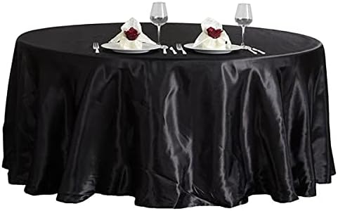 Miniatura 4 de BalsaCircle Mantel redondo de satén negro de 108 pulgadas para bodas, fiestas, catering, cocina, comedor, eventos, cocina y comedor