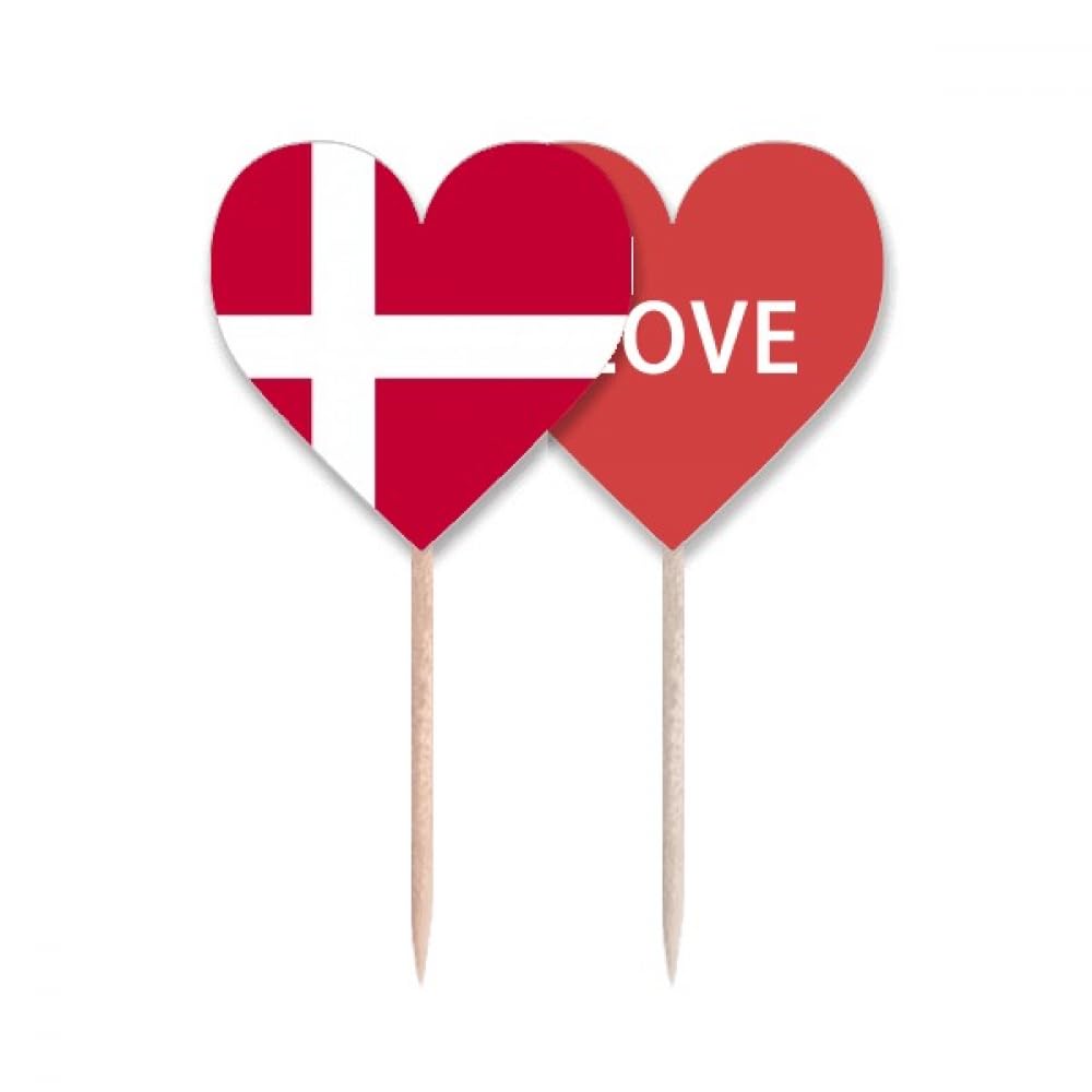 Pays cure-dents drapeau Danemark en cœur pour éviter les buffets ternes et décorer vos gâteaux