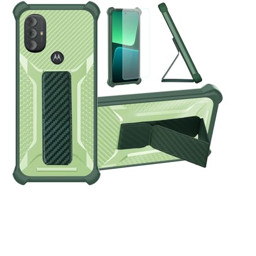 bojioderf Case Compatible for Motorola Moto G Power 3rd Gen 2022 Phone Case Cover [with Tempered Glass Screen Protector] Hybrid Case [Folding Support Magnetic] [Frosted Anti-Fingerprint] Green
