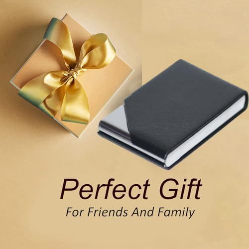 Image of Mini2buy Customized Unisex Vertical Card Holder Name Engraved for Credit|Debit|ATM|Business Visiting RFID Blocking Stainless Steel (1 x 10 x 6 cm) Personal Corporate Gift (Cut-Black)