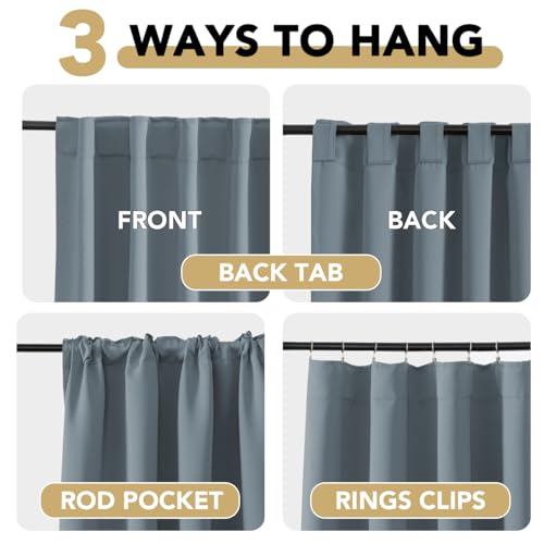 Image of H.VERSAILTEX Blackout Curtains Thermal Insulated Window Treatment Panels Room Darkening Blackout Drapes for Living Room Back Tab /Rod Pocket Bedroom Draperies, 52 x 45 Inch, Stone Blue, 2 Panels