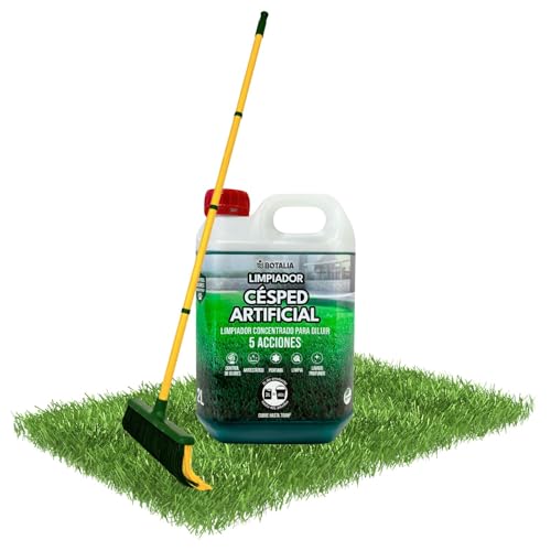 PLANTAWA Pack Limpiador Césped Artificial 2L + Cepillo con Mango | Limpia Césped Artificial y Setos | Limpieza Profunda y Aroma Fresco | Cuidado Fácil para Jardines y Terrazas