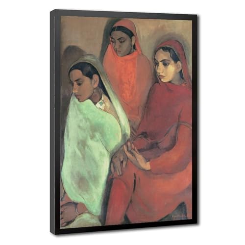 Impression toile Three Girls Amrita Sher Gil tableau haut de gamme avec cadre suspendu texturé