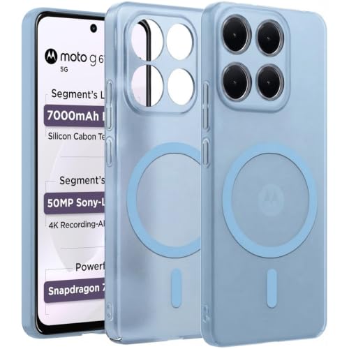 Image of DIZORO Matte Case for Motorola Moto G67 Power Compatible with MagSafe, Camera Lens Full Protection, Shockproof Translucent Frosted TPU Soft Phone Cover, Anti-Fingerprint (Sierra)
