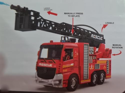 Image of HALO NATION 6 Channel Remote Control Fire Ladder RC Fire Engine Truck with Head Light & Music, Real Water Spray Fire Fighter Truck for Kids
