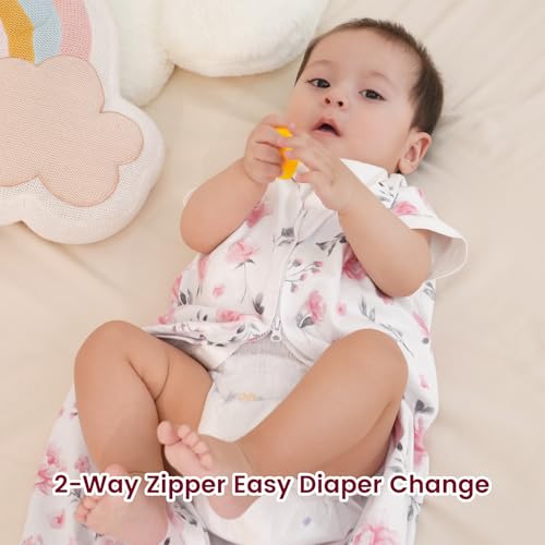 Image of david's kids 3 Pack 100% Organic Cotton Baby Sleep Sack 6-12 Months, Ultra Soft Baby Wearable Blankets with 2-Way Zipper, Comfy Sleeping Bags for Infant Newborn Boys Girls Neutral, Medium Size, Floral