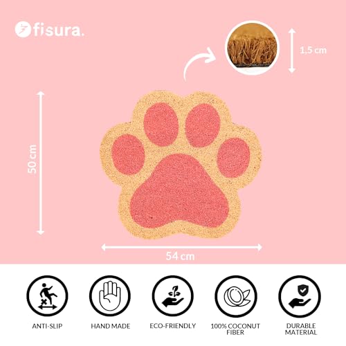 Fisura, Doormat house entrance cat paw print, cat doormat made of coconut fiber with PVC anti-slip backing - Image 3