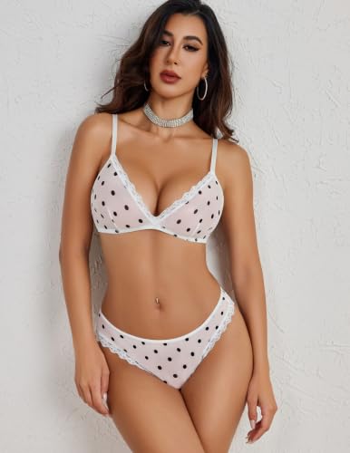 Image of Avidlove Wireless Lace Lingerie Set Floral Print Bra and Panty Sets 2 Piece