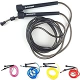 Sportivonetic Springseil für Erwachsene & Kinder, Damen & Herren-für Fitness, Crossfit, Sport, Boxen - Verstellbare Größe-Speed Rope, Jump Rope, Geschenke für Frauen, Männer, Mädchen (Schwarz)