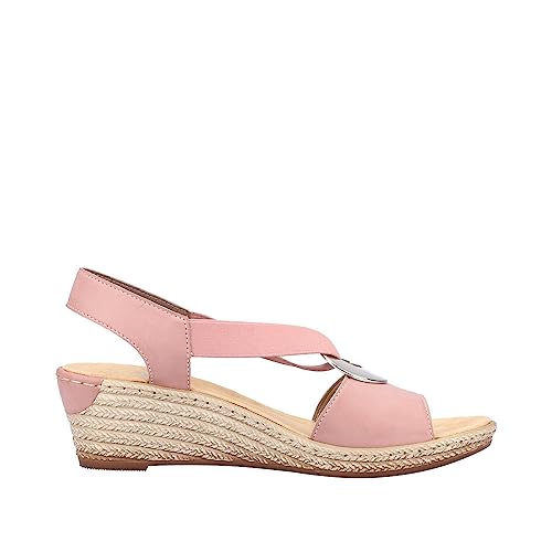 Image of Rieker 624H6 Fanni Women's Wedge Sandals - Lightweight, Comfortable and Supportive - Slip On Sandals with Cushioned Insole and High Wedge for Everyday Stylish Wear