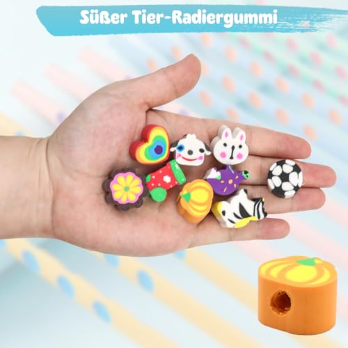 ZOCONE 30 Stück Dreikant Bleistifte mit 30 PCS Radiergummi Bleistift Grundschule HB Bleistifte Kinder Schule Schreiblernbleistift Dreikant Bleistift Kindergeburtstag Geschenke für Kinder Schule