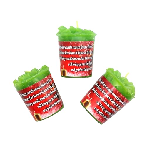 Handmade Christmas Bayberry Votive Candles with Bayberry Poem Set of 3
