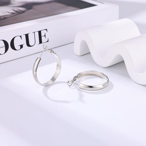 Image of Gacimy Gold Hoop Earrings for Women with 925 Sterling Silver Post | Hypoallergenic Lightweight Thick Hoops Earrings for Women Trendy Jewelry Gift
