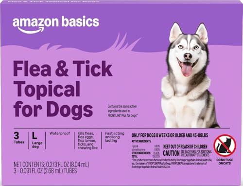 Amazon Basics Flea and Tick Topical Treatment and Prevention for Large Dogs (45-88 lbs), Fast Acting...