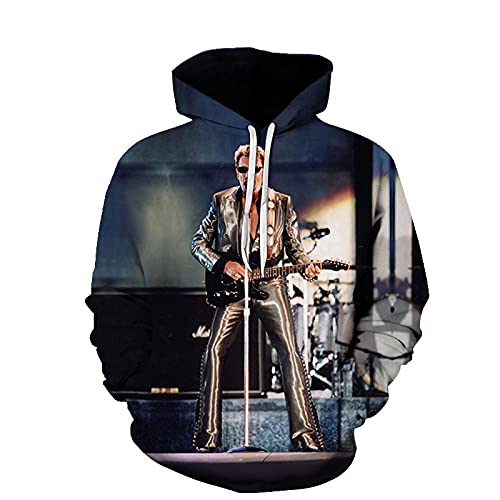 ZJYJSE Pull À Capuche Imprimé pour Hommes Et Femmes De La Série Johnny Hallyday en 3D, Manteau De Rue Décontracté-Wk5676_3XL
