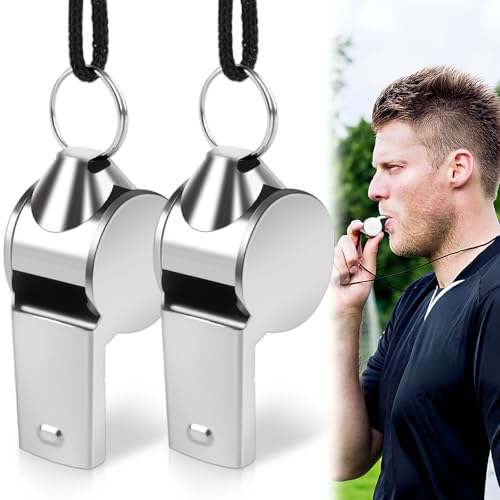 Neerow Pfeife, Edelstahl Trillerpfeife, 2 Stück Schiedsrichter Pfeife mit Schlüsselband, Lauter Klarer Klang Trillerpfeife Sportunterricht für Schiedsrichter, Trainer, Outdoor-Sport, Hundetraining Neerow Pfeife, Edelstahl Trillerpfeife, 2 Stück Schiedsrichter Pfeife mit Schlüsselband, Lauter Klarer Klang Trillerpfeife Sportunterricht für Schiedsrichter, Trainer, Outdoor-Sport, Hundetraining