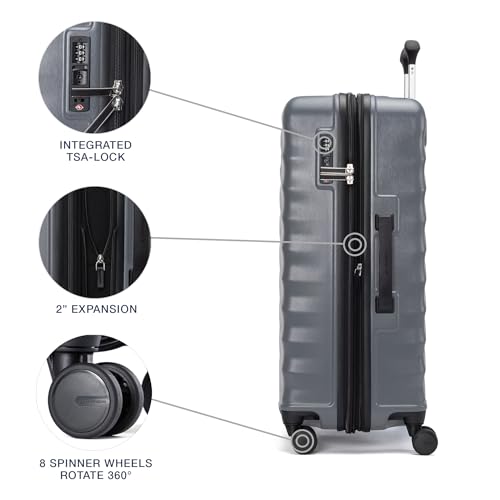 Image of Travelpro Maxlite Air V2 Hardside Expandable Checked Luggage, 8 Spinner Wheels, Lightweight Hard Shell Suitcase, TSA lock, Shadow Grey, Checked Medium 25-Inch