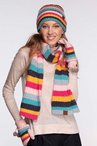 ScarvesMe Women's Brilliant Multi Color Striped Knit Winter Fall Warm Oblong Scarf4