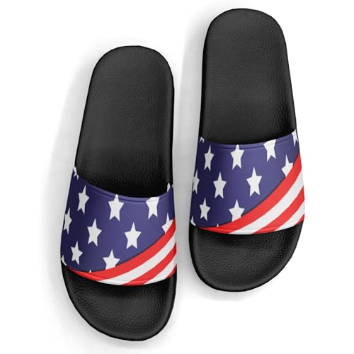 Pitovozu Usa Flags Slippers for Women Men Comfotable Sandals Non Slip Home Bedroom Pool Shower Outdoor Slide Slippers Footwear Gift