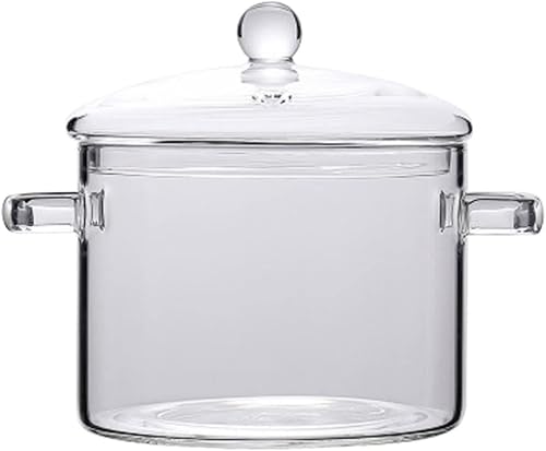 Miniatura 1 de ERINGOGO Cacerola con tapa olla de cocina de vidrio resistente al calor de 15 l50 onzas para estufa ollas transparentes para cocinar olla a fuego