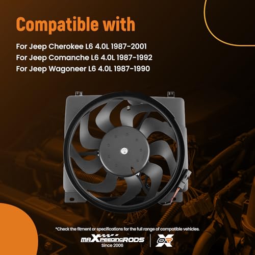 Image of maXpeedingrods Radiator Cooling Fan Assembly for Jeep Cherokee 1997 1998 1999 2000 2001, 67400782 52028337AC 620560