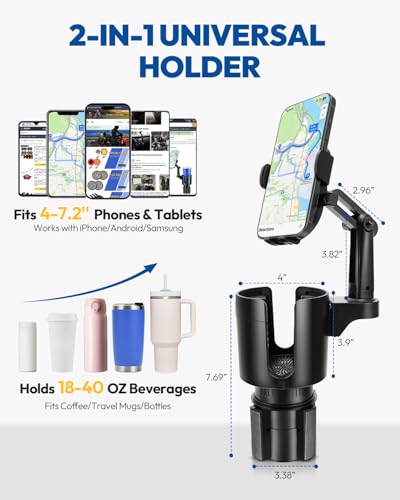 Portavasos para carro y soporte de celular ajustable 2 en 1 miniatura 4