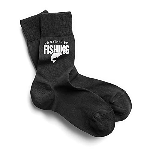 D Design Invent Print! Gift Socks Men’s Black Funny Fishing Quote Rather be Fishing Size 6-11